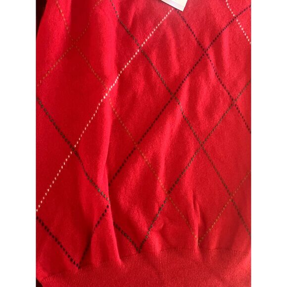NWT Maus Hoffman Mens 100% Scottish Cashmere Sweater L Red Argyle Luxury Holiday - Picture 13 of 13